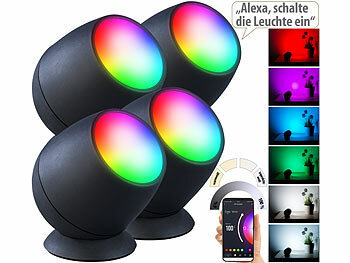 Luminea Home Control 4er-Set WLAN-Stimmungsleuchten, RGB-CCT-LEDs, 210lm, 2,2W, USB,schwarz