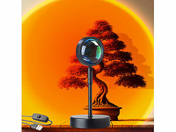 Sonnenuntergang Lampe: Luminea Home Control Smart RGB-Sonnenuntergangs-LED-Projektionslicht, 15 W, 180°, WLAN, App