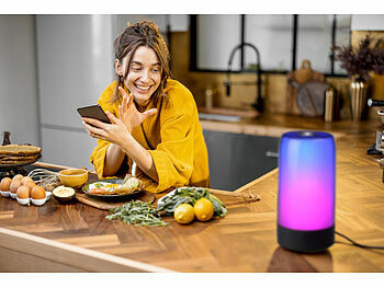Luminea Home Control Smarte Stimmungsleuchte mit RGB-IC-LEDs, 15 Modi, WLAN, App, schwarz