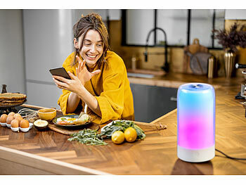 Luminea Home Control Smarte Stimmungsleuchte mit RGB-IC-LEDs, 15 Modi, WLAN, App, weiß