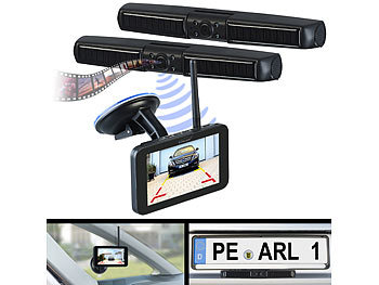 Auto Kamera: Lescars Solar-Funk-Front- und Rückfahrkamera mit Full HD und 5" Monitor