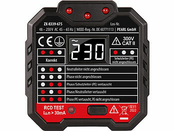 revolt 2er-Set Steckdosentester, LCD-Display, RCD-Test, LED-Anzeige, 48-250 V