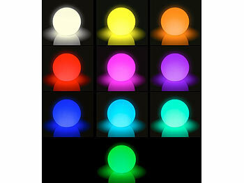Luminea Home Control WLAN-Akku-Leuchtkugel mit RGBW-LEDs und App, 576 lm, IP54, Ø 20 cm
