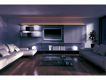Luminea Home Control 2er-Set WLAN-Akku-Leuchtkugeln, RGBW-LEDs, App, 576 lm, IP54, Ø 20 cm