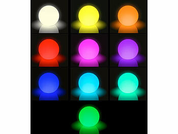 Lunartec 2er-Set Akku-Leuchtkugeln für innen und außen, Ø20 cm, IP54, RGBW-LED