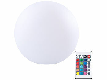 Stimmungslichter LED: Lunartec Kabellose Akku-Leuchtkugel für innen und außen, Ø20 cm, IP54, RGBW-LED