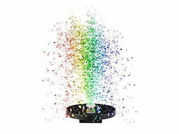Royal Gardineer LED-Solar-Springbrunnen, 3 W, 7 Farben, 8 RGB-LEDs, 1.500 mAh, 6 Düsen