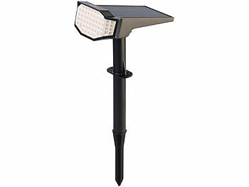 Luminea 2er-Set High-Power-Solar-LED-Gartenspots, 650 lm, IP65, warmweiß