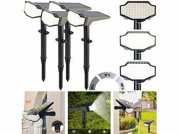 Luminea 4er-Set High-Power-Solar-LED-Gartenspots, 650 lm, IP65, tageslichtweiß