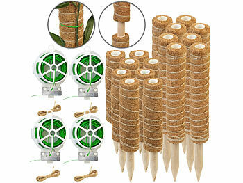 Rankhilfe Zimmerpflanze: Royal Gardineer 16er-Set Rankhilfen aus Kokosfaser & Holz, 2x40 cm, 2x30 cm,Juteschnur
