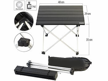 Camping-Tisch: Semptec Faltbarer Aluminium-Campingtisch, 910 g Gewicht, belastbar bis 25 kg