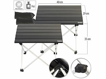 Aufbewahrungstasche ultraleichter Campingküche Klappbarer klappbar Metall Zelt Camp Mini Falt: Semptec 2er-Set faltbare Aluminium-Campingtische, 910 g, belastbar bis 25 kg