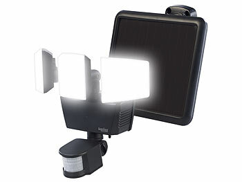 Luminea 2er-Set 3-fach-Solar-LED-Fluter für außen, PIR-Sensor, 3.600 lm