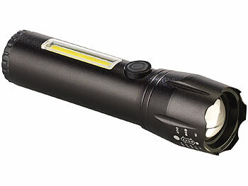 PEARL 2in1-Akku-LED-Taschenlampe mit COB-LED-Arbeitsleuchte, 230 lm, 3 W