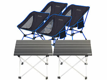 Semptec Camping-Klapptisch: 2 Faltbare Aluminium-Campingtische inkl. 4  Klapp-Stühlen (Falttisch Camping)