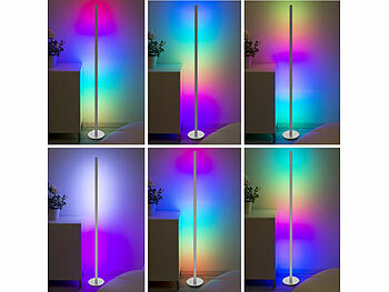 Luminea Home Control WLAN-Steh-/Eck-Leuchte, RGB-IC-LEDs, 12 W, dimmbar, App, 155 cm, weiß