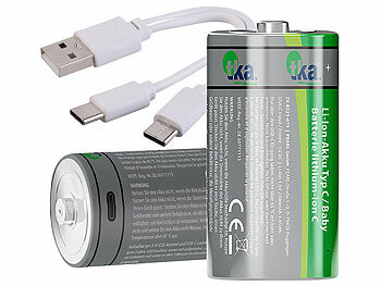 tka 8er-Set Li-Ion-Akkus Typ C mit USB-C, 2.300 mAh, 3.450 mWh, 1,5 V
