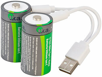 USB-Akku Typ C: tka 8er-Set Li-Ion-Akkus Typ C mit USB-C, 2.300 mAh, 3.450 mWh, 1,5 V