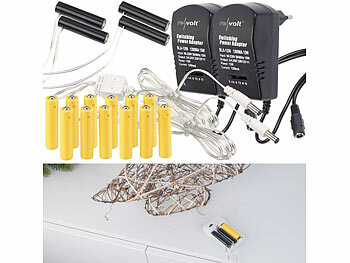 Batterie-Dummy AAA: revolt 2er-Set Batterie-Netzteil-Adapter, ersetzt 16 AAA-Batterien (4 Geräte)