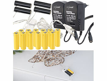 Batterie-Dummies AA: revolt 2er-Set Batterie-Netzteil-Adapter, ersetzt 16 AA-Batterien (4 Geräte)