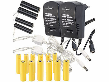 revolt Batterie Adapter 3x AA: 2er-Set Batterie-Netzteil-Adapter