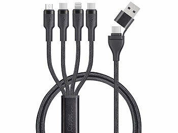 Callstel 8in1-Lade-/Datenkabel USB-C/A zu USB-C/Micro-USB/Lightning 60W, 120 cm