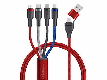 Callstel 8in1-Lade-/Datenkabel USB-C/A zu USB-C/Micro-USB/Lightning 60W, farbig