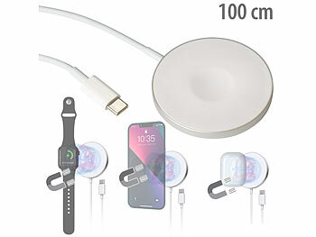 Ladekabel iPhone 15: Callstel Kabelloses 3in1-Ladepad, Qi- & MagSafe-kompatibel, 2,5-15 Watt, 100 cm