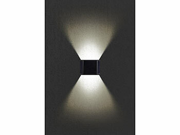 Lunartec 2er-Set Solar-LED-Wandleuchten, 2 einstellbare Lichtkegel, warmweiß