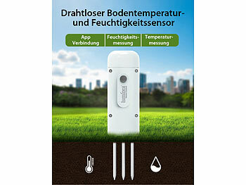 Luminea Home Control BodenFeuchtigkeits&Temperatursensor,ZigbeeGateway,2x Bewässerungscomp.