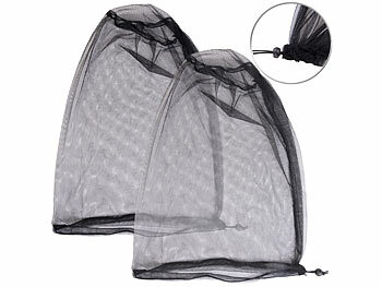 Moskito Kopfnetz: Semptec 2er-Set Überzieh-Moskitonetze für den Kopf, 300 Mesh, schwarz