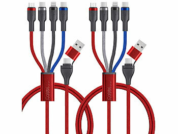 Callstel 2 x 8in1-Datenkabel USB-C/A zu USB-C/Micro-USB/Lightning, 1,2m, 60w