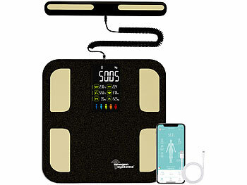 newgen medicals Digitale Akku-Körperfettwaage mit Handsensoren und App, bis 180 kg