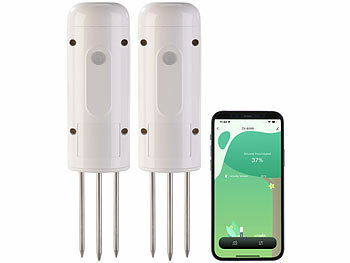 Luminea Home Control 2er-Set smarte ZigBee-Boden-Feuchtigkeits- & Temperatursensoren