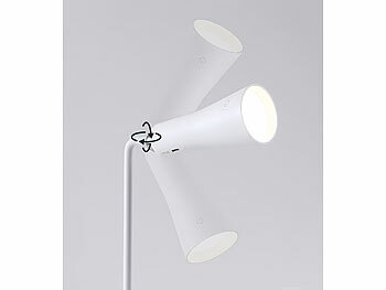 Lunartec 4in1-Akku-Tisch-, Wand-, Klemm- und Taschenlampe, 3 Leuchtmodi, weiß