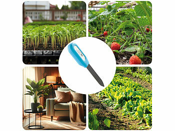 Luminea Home Control 2x Pflanzen-Bodenfeuchtigkeits- & Temperatursensor + WLAN-Gateway, App