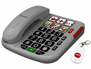 simvalley Senioren-Notruf-Telefon, Funk-SOS-Taster & zusätzliches SOS-Armband