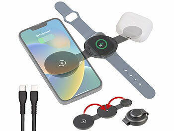 Callstel 3in1-Ladegerät für iPhone, AirPods und Apple Watch, MagSafe, schwarz