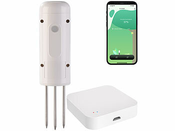 Luminea Home Control Smarter,ZigBee-Boden-Feuchtigkeits-&Temperatursensor & Zigbee Gateway