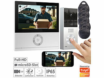 Somikon WLAN-Full-HD-Video-Gegensprechanlage mit 17,8-cm-Touchscreen (7"), App