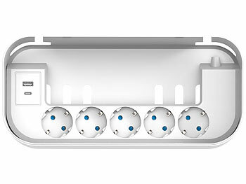 revolt 2er-Set 5-fach Steckdosenl. mit Kabelb., 1x USB-A 20W  1x USB-C 20W 