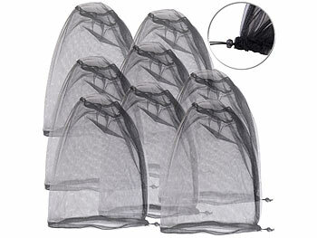 Anti-Moskito-Netzhüte: Semptec 8er-Set Überzieh-Moskitonetze für den Kopf, 300 Mesh, schwarz