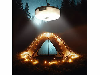 Lunartec 2in1-Akku-Campingleuchte mit Lichterkette, 6 Modi, IPX4, 10m, 130 LEDs