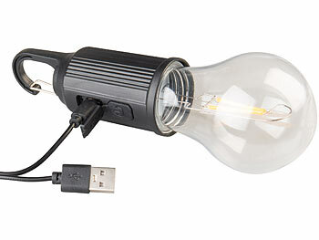 Lunartec 16er Set Akku USB Glühbirne mit Karabinerhaken, 400mAh, 120Lm