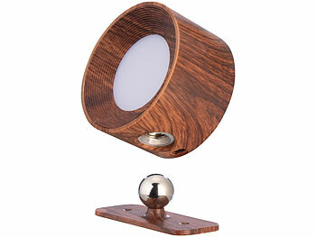 Lunartec 4er-Set CCT-LED-Wandlampen, Magnetfuß, dimmbar, Touchtasten, walnuss