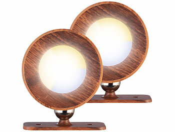 LED-Wandleuchte innen: Lunartec 2er-Set CCT-LED-Wandlampen, Magnetfuß, dimmbar, Touchtasten, walnuss 