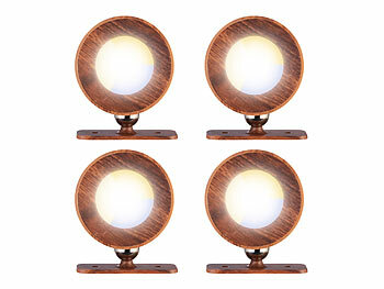 LED-Lampen Wohnzimmer: Lunartec 4er-Set CCT-LED-Wandlampen, Magnetfuß, dimmbar, Touchtasten, walnuss