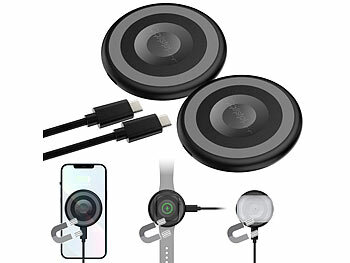 Qi-Ladegeräte iPhone: Callstel 2er-Set  3in1-Ladepads, Qi-& MagSafe-komp., 15W, f.ür iPhine, Watch 