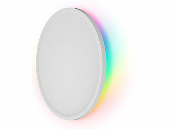Luminea 2er-Set Slim-CCT-LED-Deckenleuchten, RGB-Hintergrundlicht,dimmbar,IP44