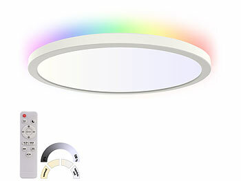 Luminea 2er-Set Slim-CCT-LED-Deckenleuchten, RGB-Hintergrundlicht,dimmbar,IP44